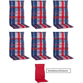 Beo Sitzauflage Hochlehner Gold Coast 6er-Set Rot kariert