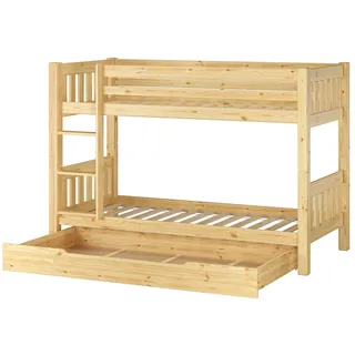 Kinderetagenbett massiv Kiefer Kinderzimmer Stockbett Hochbett Zubehör wählbar V-60.06-09Rollrost und Bettkasten inkl. - Naturbelassen