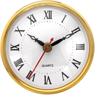 PATIKIL 80mm Quarz Uhrwerk Wanduhr, Stille Römische Ziffern Kaminuhren, Ersatz für Tischuhr, Stehuhr, Standuhr (Goldfarben/Weiß, Stil 19)