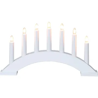 EGLO Lichterbogen Weihnachten mit 7 Kerzen Fensterleuchter | gebogen aus Holz in Weiß, Schwibbogen mit Kabel, Weihnachtsbeleuchtung Fenster, E10 Fassung, warmweiß