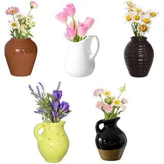 Niedliche Keramikvasen-Kühlschrankmagnete, lustige Mini-Pflanzenmagnete, winzige 3D-Pflanzenvase für Kühlschrank, Dekoration, Küche, Spind, Küche, Büro (5 Stück)