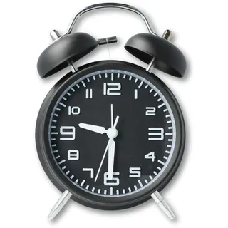 CLOXON Doppelglockenwecker schwarz Wecker laut für Tiefschläfer mit Nachtlicht Retro Design große Zahlen analog ohne Ticken