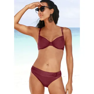 Bikini-Hose S.OLIVER "Rome", Damen, Gr. 34, N-Gr, rot (rostrot), Microfaser, Microfaser, Polyamid, unifarben, Badehosen Bikini-Hose, mit Umschlagbund, Topseller