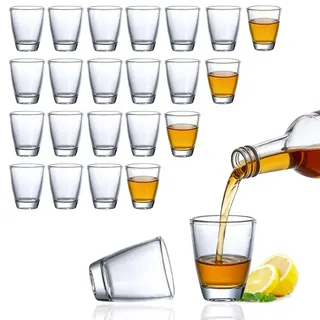 QSHXXROI 24 Stück Eierförmige Schnapsgläser, 30ml Tequila Gläser, Schnapsgläser Set, Likörgläser Dicke Basis, für Schnäpse, Wodka, Ouzo, Sambuca, Spülmaschinenfest
