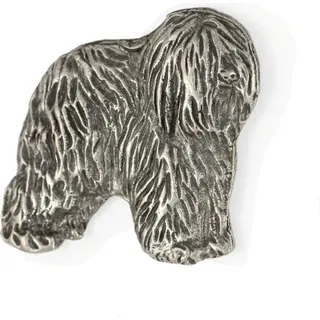 Polnischer Niederungshütehund, PON - Versilberte Hundebrosche, elegante Anstecknadel, Jackenreversschmuck der Marke Art-Dog