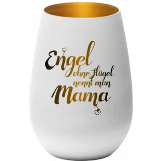 4you Design Windlicht Engel ohne Flügel nennt Man Mama (Metall-Weiß-Gold) Teelichthalter zum Valentinstag, Geburtstag, Geschenkidee für Mama, Oma, Ehefrau,