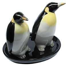 Keramik Salz- und Pfefferstreuer Set, Tiermotiv, Fauna, ca. 13 x 9 cm (Pinguine)