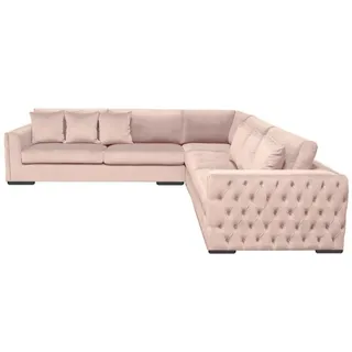 Ecksofa Rosa Wohnlandschaft Couch Eckgarnitur Polster Samt Stoff Möbel Design - Rosa