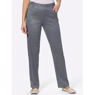 Jerseyhose CLASSIC BASICS, Damen, Gr. 50, Normalgrößen, schwarz (schwarz, kariert), 100% Polyester, bedruckt, ethno, gemustert, unifarben, lang, Hosen Jerseyhose