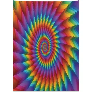 Abakuhaus trippy Wandteppich, Vibrierende Regenbogen-Spirale aus Weiches Mikrofaser Stoff Kein Verblassen Klare Farben Waschbar, 110 x 150 cm, Mehrfarbig