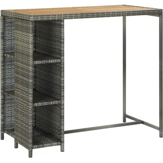 vidaXL 5-tlg. Gartenbar-Set mit Kissen Poly Rattan Grau - Grau