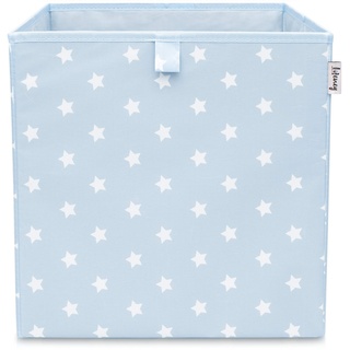 LIFENEY Aufbewahrungsbox mit Sternenmotiv in Hellblau, Spielzeugbox mit Sternen passend für Würfelregale, Ordnungsbox für das Kinderzimmer, Aufbewahrungskorb als Accessoire für Zuhause | 33x33x33 cm