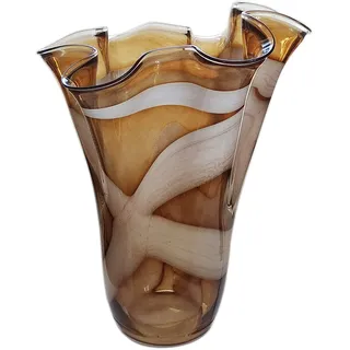 Jozefina Art Factory, handgefertigte, mundgeblasene künstlerische Glasvase, wie Murano-Stil, Wave VASE A51K