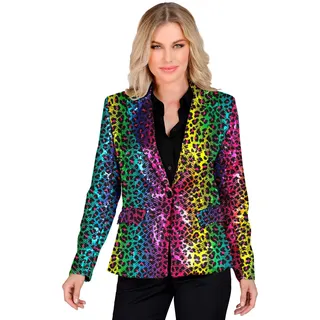W WIDMANN MILANO Party Fashion - Party Fashion Blazer mit Pailletten für Damen, Schlagermove, Jackett, Animal Print, Festival, Faschingskostüme