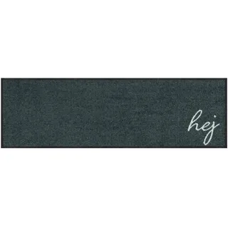 MOCAVI Mat Fußmatte Schuhparkplatz mit Rand waschbar außen & innen anthrazit 30x100 cm Hej Schuh-Teppich lang, schmal, Schuhe ausziehen, Deko sbereich innen, außen, Matte, Haustür, Stiefelmatte