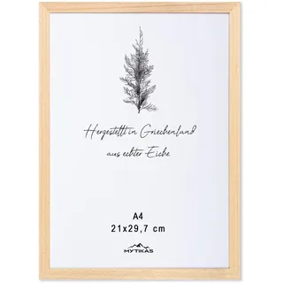 MYTIKAS Bilderrahmen DIN A4 21x30 cm Natur Holz Eiche Dünner Rahmen Posterrahmen Vintage Collage Picture Frame Holzrahmen Holz-Bilderrahmen Holzbilderrahmen Poster Echtholz