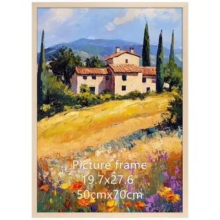 Ditwis Bilderrahmen 50x70 Holzfarben, Aluminium Fotorahmen Groß für 70x50 cm Poster, Fotos, Kunstwerke und Puzzles, Metall Posterrahmen zum Aufhängen, Rahmen für Wohnungen, Büros und Galerien