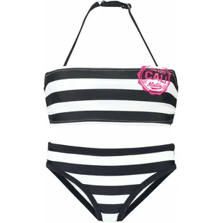 Bench. Bandeau-Bikini mit trendigen Streifen, schwarz, weiß