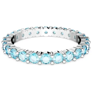 Swarovski Matrix Ring, Rhodinierter Damenschmuck mit Blauen, Strahlenden Swarovski Kristallen