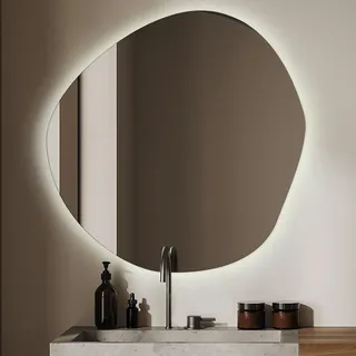 Beleuchtet LED Unregelmäßige Spiegel - Niere Ovale – Boho-Loft-Stil - LED- Farbe Warm (3000K) - 97 cm x 96 cm