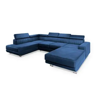 masseno Wohnlandschaft mit Schlaffunktion Siena ¦ blau ¦ Maße (cm): B: 335 H: 89