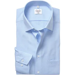 Langarmhemd MARVELIS, Herren, Gr. 39, N-Gr, blau (bleu), Web, Obermaterial: 100% Baumwolle, tailliert normal, 2-Knopf-Manschette, Hemden Langarmhemd, Businesshemd, Basic, New-Kentkragen, leicht tailliert