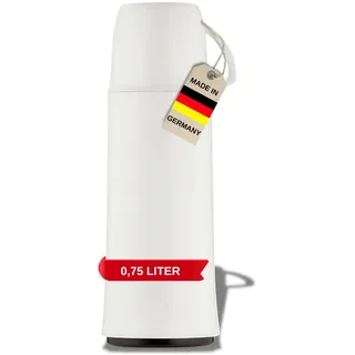 Helios Elegance Thermoskanne Weiß 0,75L – 6h Heiß - Hält Getränke heiß & kalt - Robustes Design Ideal für unterwegs