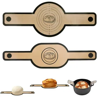 Yisphere 2er Set Silikon Backmatte für Dutch Oven - Rund & Oval Kombi Brotschlinge mit Griffen - Wiederverwendbare Backunterlage für Sauerteigbrot & Bräter - Antihaft Dauerbackfolie für Backofen