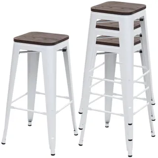 Mendler 4er-Set Barhocker HWC-A73 inkl. Holz-Sitzfläche, Barstuhl Tresenhocker, Metall Industriedesign stape
