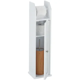 Relaxdays Toilettenpapierhalter stehend, schmal, für 5 Ersatzrollen, Bad Seitenschrank, MDF, HBT 78,5 x 20 x 18 cm, weiß