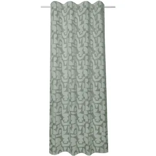 Sehlbach Fertiggardine mit Gardinenband, Chenillegarn grafisch, Grün, 135 x 245 cm Gardinen, Blickdichter Stoff, Integriertes Band, Verdeckte Schlaufen, Öko-Tex Zertifiziert, Einfache Montage