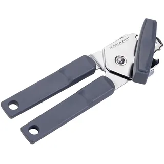 Fackelmann Dosenöffner – 190 5,5 x 4,5 cm in Aschgrau/Schwarz mit ergonomischem Drehknopf, verchromter Mechanik und ABS Griff, für Rechtshänger geeignet, Reinigung per Hand
