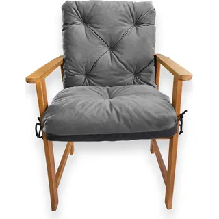 4L Textil Gartenstuhlauflage Niedriglehner Hochlehner (50x50x50 cm, Dunkelgrau) - Dunkelgrau