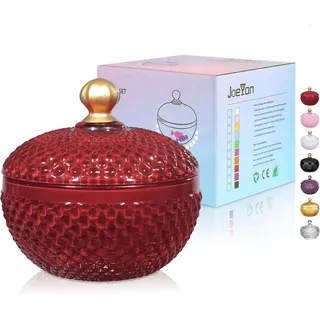 Joeyan Bunt Bonbonglas mit Deckel, 350ml Candy Bar Gläser,Zuckerglas fur Hochzeit Party Buffet, Weihnachten Dekoglas Süßigkeiten Schale, Vorratsgläser für Kekse Schokolade Gewürze, Zucker, Kaffee, Rot