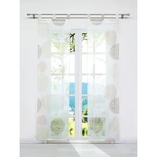 ESLIR Schiebegardinen Set 2er Flächenvorhänge Gardinen mit Schlaufen Schiebevorhang Transparent Vorhang mit Zweige Muster Voile Sand BxH 57x145cm 2 Stück