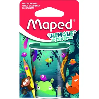 Maped - Anspitzer JUNGLE FEVER für 2 Stiftgrößen mit Auffangdose - recycelbare Kartonverpackung