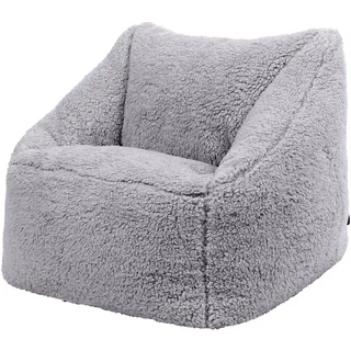 I.C.O.N. Icon Natalia Teddybär Sitzsack Kinder, Grau, Flauschiger Boucle Stoff, Sitzsack mit Füllung, Bequemer Kinder Sessel, Kuschelsessel, Lese Sessel, Schlafzimmer, Kinderzimmer, Spielzimmer