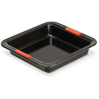 LE CREUSET Antihaft Backform, Quadratisch, 23 x 23 x 5 cm, Sauerteigbeständig, Aus Karbonstahl gefertigt, Anthrazit/Orange,46102230010000