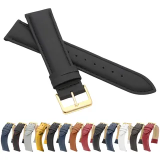 MARCHEL Lederarmband LLB 18 mm Schwarz aus Echtleder mit goldener Schließe