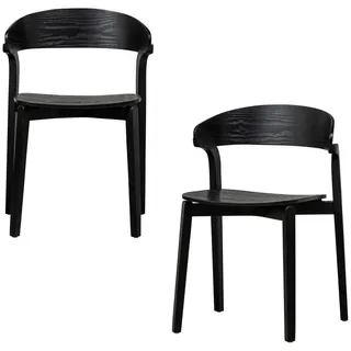 Woood Stuhl-Set Holzstuhl Esche Schwarz