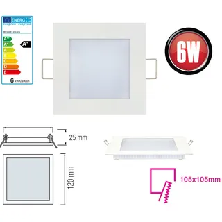 Braytron 1x 6W LED Panel 120 x 120mm Einbaustrahler Spot Einbauleuchte Kaltweiß 350 Lumen Deckenleuchte Eckig