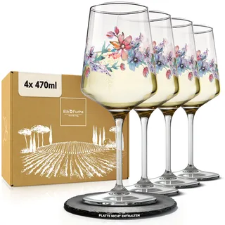 ElbFuchs® Aperitifgläser (4x470 ml) Serie Spring Harmony [GESCHENKIDEE] Spülmaschinenfest & robust, Bunte Wein- und Cocktailgläser beliebt für Spritz-Getränke, Hugo, Negroni, Limoncello, u.v.m.