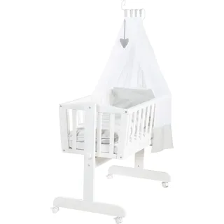 roba Babywiegensett Heartbreakerbär - weiß , Textil - Tiere - 40x90 cm - Babymöbel & Kindermöbel, Babyzimmer, Babybetten, Stubenwagen & Babywiegen