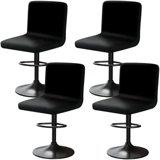 YINGAYOU Stuhlhussen für Barhocker mit Lehne Samt Stretch Barhocker Stuhlhussen Sehr Weich und Elastisch, Einfach Anzubringen Knitterfrei, Waschbar, Staubdicht (4, Schwarz)