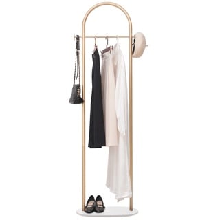 Cre Cra Marmor Kleiderständer,Garderobenständer,Kleiderstange,Eckgarderobe,Ständermantel Rad Gold Runde Rohr Kleidung Rack Kleidungsständer,kleiner Kleiderständer metall(Size:50x30x170CM,Golden)