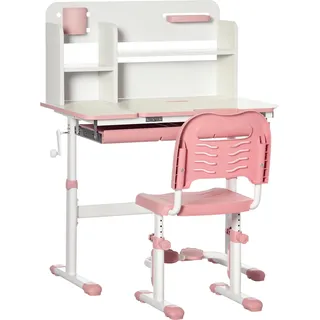 Kinderschreibtisch mit Stuhl - Set - Höhenverstellbar: Tisch und Stuhl - Neigbare Tischplatte - Ab 3 Jahren - Tisch 80×52 cm - Rosa - Rosa