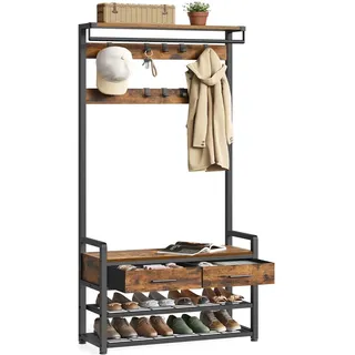 VASAGLE Garderobenständer Dacey 30 x 80,4 x 181,6 cm Braun/Schwarz