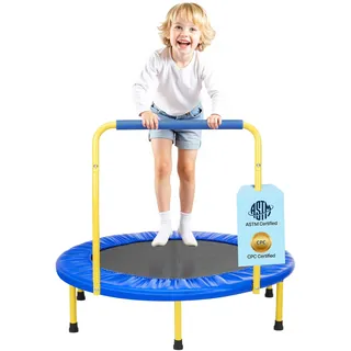 Vevor Trampolin Gartentrampolin Ø 91 cm, Klappabrer Fitness Trampolin 60 kg Gewichtstragfähigkeit, Kindertrampolin Indoor/Outdoor/Garten/Drinnen Blau