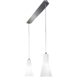 Fabas Luce Pendelleuchte chrom Glas weiß 2xE27 - Silber