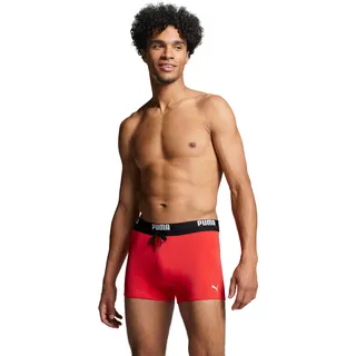 PUMA Badehose »PUMA SWIM MEN LOGO TRUNKS« elastischer Logobund mit integriertem Kordelzug, rot